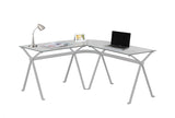 L&S Basics 10864 Computer Desk - Silver Metal With Tempered Glass