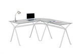 L&S Basics 10865 Computer Desk - White Metal With Tempered Glass