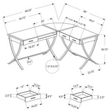 L&S Basics 10869 Computer Desk - 3Pcs Set / Cappuccino / Silver Corner