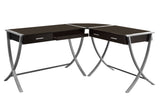 L&S Basics 10869 Computer Desk - 3Pcs Set / Cappuccino / Silver Corner