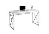 L&S Basics 10877 Computer Desk - 48"L / Glossy White / Chrome Metal