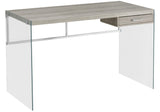 L&S Basics 10878 Computer Desk - 48"L / Dark Taupe / Tempered Glass