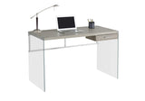 L&S Basics 10878 Computer Desk - 48"L / Dark Taupe / Tempered Glass