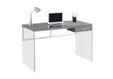 L&S Basics 10879 Computer Desk - 48"L / Glossy Grey / Tempered Glass