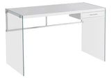 L&S Basics 10880 Computer Desk - 48"L / Glossy White / Tempered Glass