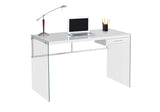 L&S Basics 10880 Computer Desk - 48"L / Glossy White / Tempered Glass