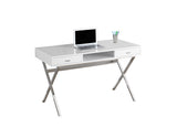 L&S Basics 10881 Computer Desk - 48"L / Glossy White / Chrome Metal
