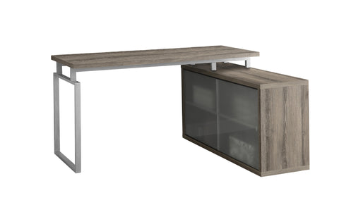 L&S Basics 10902 Computer Desk - Dark Taupe Corner With Frosted Glass