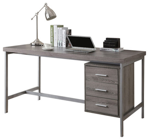 L&S Basics 10903 Computer Desk - 60"L / Dark Taupe / Silver Metal