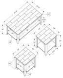 L&S Basics 10930 Table Set - 3Pcs Set / Cappuccino / Marble-Look Top