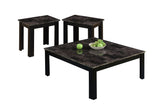 L&S Basics 10933 Table Set - 3Pcs Set / Black / Grey / Marble-Look Top