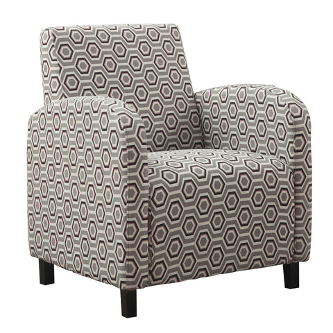 L&S Basics 10950 Accent Chair - Grey / Earth Tone " Hexagon " Fabric