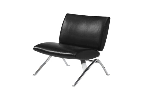 L&S Basics 10972 Accent Chair - Black Leather-Look / Chrome Metal