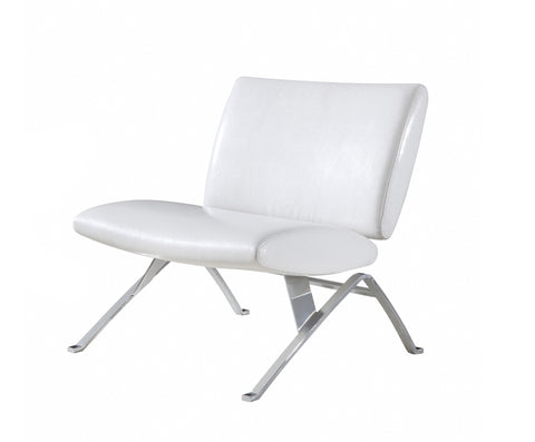 L&S Basics 10973 Accent Chair - White Leather-Look Fabric / Chrome Metal