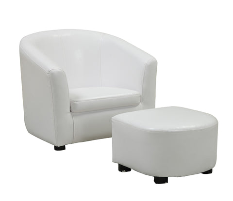 L&S Basics 11010 Juvenile Chair - 2 Pcs Set / White Leather-Look Fabric