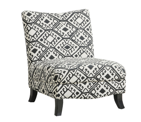 L&S Basics 11014 Accent Chair - Black / Beige " Abstract " Fabric