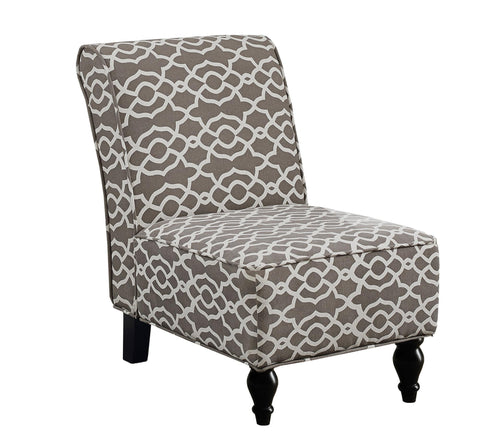 L&S Basics 11019 Accent Chair - Brown " Bell Pattern " Traditional Fabric