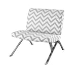 L&S Basics 11022 Accent Chair - Grey " Chevron " Fabric / Chrome Metal