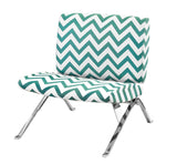 L&S Basics 11023 Accent Chair - Teal " Chevron " Fabric / Chrome Metal