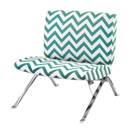 L&S Basics 11023 Accent Chair - Teal " Chevron " Fabric / Chrome Metal