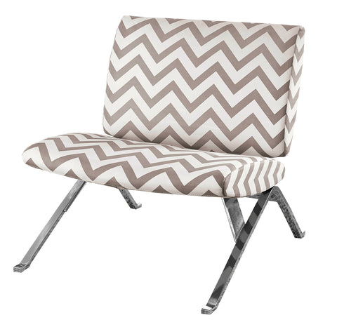 L&S Basics 11024 Accent Chair - Dark Taupe " Chevron " With Chrome Metal