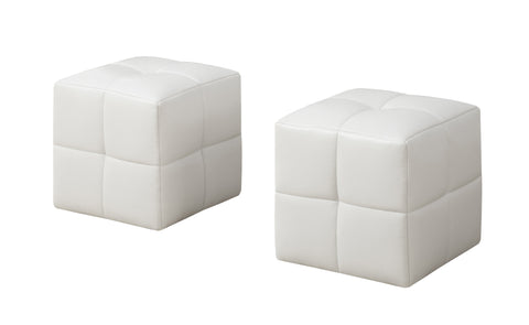 L&S Basics 11036 Ottoman - 2Pcs Set / Juvenile / White Leather-Look
