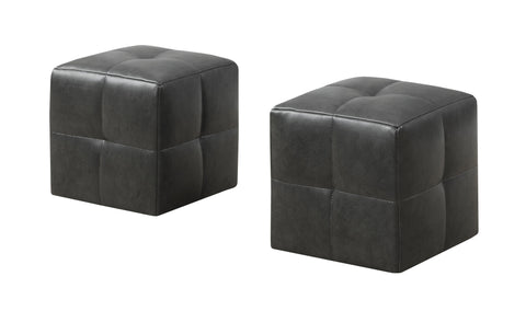 L&S Basics 11038 Ottoman - 2Pcs Set / Juvenile/ Charcoal Grey Leather-Look