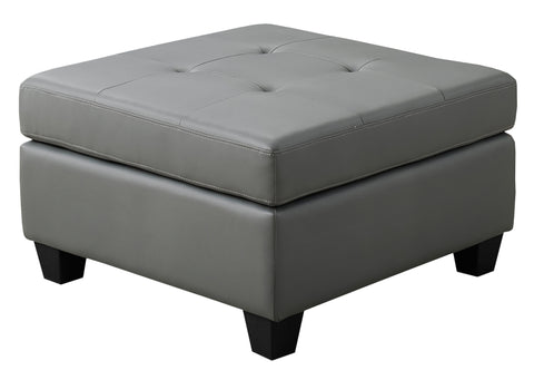 L&S Basics 11095 Ottoman - Light Grey Bonded Leather