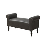 L&S Basics 11169 Bench - 44"L / Traditional Style Dark Brown Leather-Look