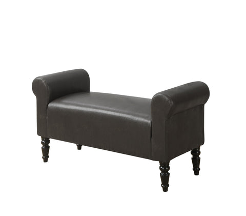 L&S Basics 11169 Bench - 44"L / Traditional Style Dark Brown Leather-Look