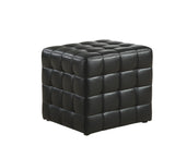 L&S Basics 11185 Ottoman - Black Leather-Look Fabric
