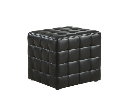 L&S Basics 11185 Ottoman - Black Leather-Look Fabric