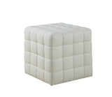 L&S Basics 11186 Ottoman - White Leather-Look Fabric