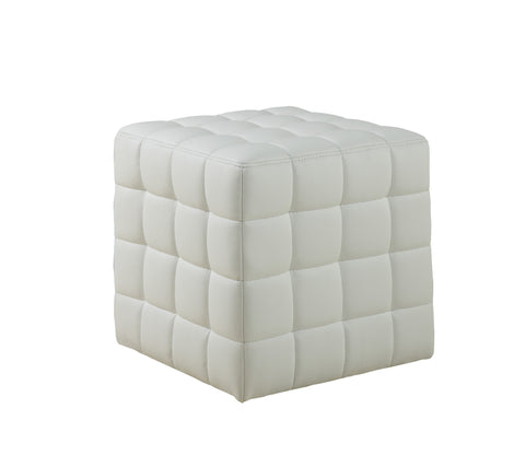L&S Basics 11186 Ottoman - White Leather-Look Fabric