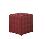 L&S Basics 11187 Ottoman - Red Leather-Look Fabric