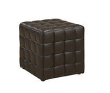 L&S Basics 11188 Ottoman - Dark Brown Leather-Look Fabric