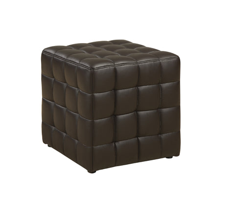 L&S Basics 11188 Ottoman - Dark Brown Leather-Look Fabric