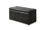 L&S Basics 11189 Ottoman - 38"L / Storage / Dark Brown Leather-Look
