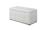 L&S Basics 11190 Ottoman - 38"L / Storage / White Leather-Look