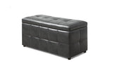 L&S Basics 11192 Ottoman - 38"L / Storage / Charcoal Grey Leather-Look