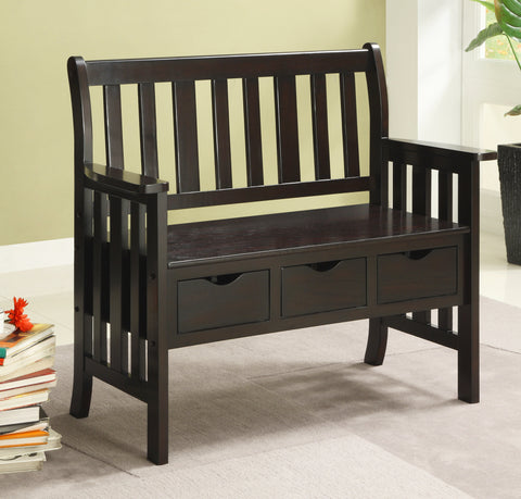 Leif & Starr 401-389CF Kansas Storage Bench Coffee