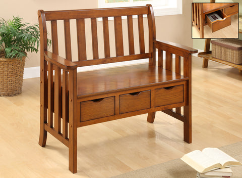 Leif & Starr 401-389RK Kansas Storage Bench Rustic Oak