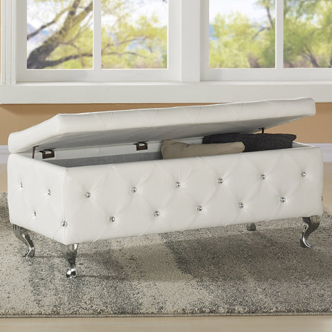 Leif & Starr 402-130WT Monique Storage Ottoman White