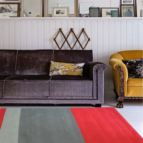 Rugs Beyond RB1009 3’9” x 5’6” Area Rug, Red/Grey