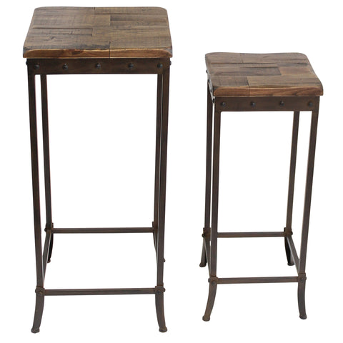 Leif & Starr 501-244SQ Trenton 2Pc Accent Table Distressed Pine