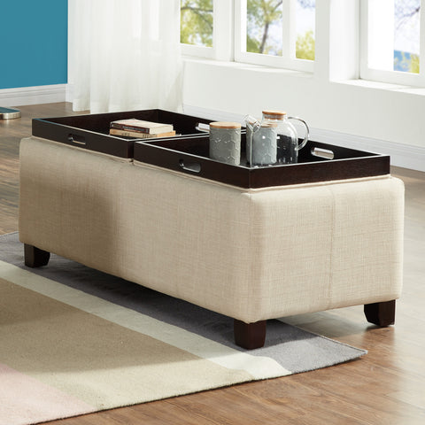 Leif & Starr 402-113BG Wilman Double Tray Ottoman Beige